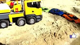 Vehicles Toys! Building Bridge Blocks Toys Construction videos for kids. Truck Crane Cars Bulldozer