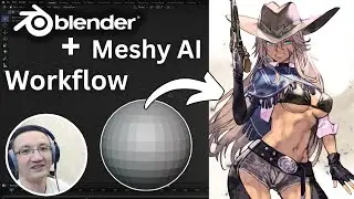 Sculpting Stylized Cowgirl in Blender With Some Help of AI