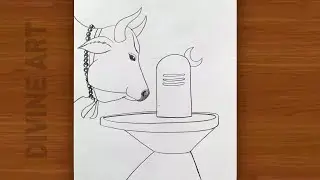 How to draw Shivling with Nandi easy step by step | mahadev drawing