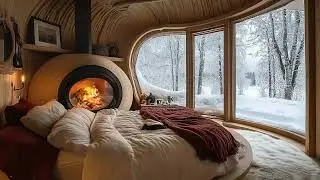 Peaceful Snowy Cabin with Soft Piano Music for Relaxation, Calm Nights and Winter Sleep