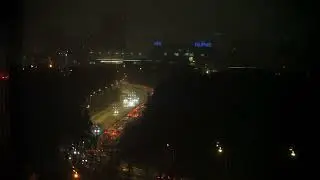 Ночной вид на Москву из окна — огни, машины, дорога | Фон для работы, сна — 8 мин