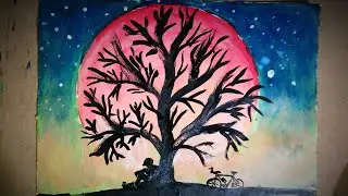 Paint of an alone life ... How to paint an alone thinker scenery for beginners...