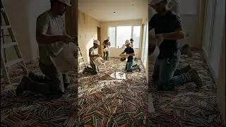 This Bedroom Floor Is Made of Colored Pencils 😱 | Ombre Resin Flooring Transformation
