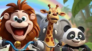 Jungle Animals 🐒🦁 🐘 🐼 🦒 on Bicycles 🚲 | Fun Kids Song | 3D Cartoon Nursery Rhyme @STOryNeSTV