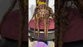 Curling braids using hot water.