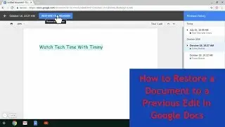 How to Restore a Document to a Previous Edit in Google Docs