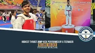 HIGHEST THRUST JUMP KICK PERFORMED FROM THE GROUND TEENAGER