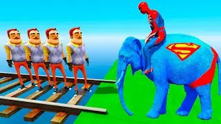 Long Slide Game With Elephant Gorilla Buffalo Hippopotamus Tiger - 3d Animal Game - Funny 3d Animals