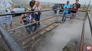 Hawaii Volcanoes National Park - Lava Vent Tube Blasts Hot Steam
