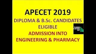 APECET 2019 NOTIFICATION | ENGINEERING COMMON ENTRANCE TEST FOR DIPLOMA & B.Sc. STUDENTS