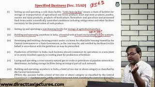Specified Business Section 35AD (Part-1) of Income tax Act, 1961 //  CMA EXCLUSIVE