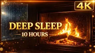 🔥 Warm Fireplace + Calming Rain 🌧️ | Cortisol Relief, Deep Sleep & Mental Relaxation | 10 Hours | 4K