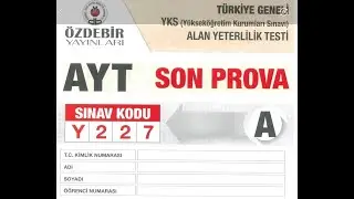ÖZDEBİR TÜRKİYE GENELİ AYT-7 (SON PROVA) BİYOLOJİ SORU ÇÖZÜMÜ