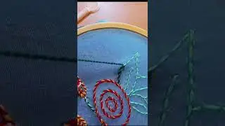 hand embroidery leaf design YouTube shorts #easyembroidery #embroiderydesign #embroiderylover