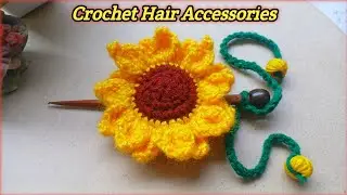 Crochet hair accessories//উল দিয়ে চুলের কাটা তৈরি শিখুন//Crochet hair brooch//Handmade jewellery 