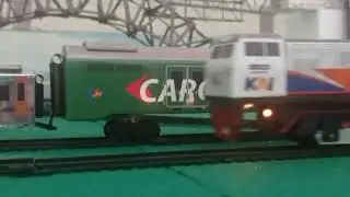LOCOMOTIF TRAIN AND KAI CARGO ON THE NEW TRACK#train #diorama #huntingmainan