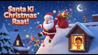 सांता की क्रिसमस रात 🌙🎄(तारों के नीचे हँसता सफ़र) || HINDI RHYMES FOR KIDS ||