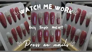 Simple and Easy Nail Design | Pink Press on nails 💅🏽 | Watch me work