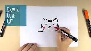 Draw a Cute Cat Peeking - Easy Step by Step Tutorial