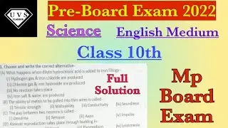 Class 10th Science English Medium Paper Full Solution Mp Board Pre-Board Exam 2022 @UVSclasses