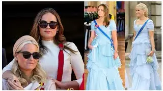 🩵🩵🩵Princess Mette-Marit and Ingrid Alexandera Same Fashion Dress design 
