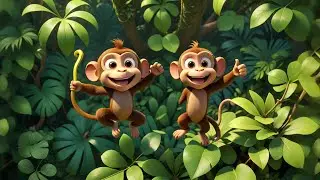 Four Cheeky Monkeys Steal Bananas | Fun Animal Song for Kids | Preschool Educational Video