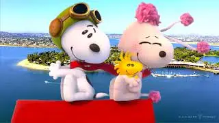 Snoopy and Woodstock Dancing with Fifi to Listen to Music on the Radio