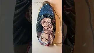 Nezuko Drawing On Wood With Acrylic Paint. #shorts #demonslayer