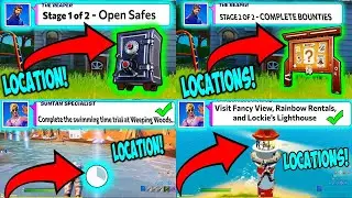 FORTNITE  WEEK 6 CHALLENGES CHAPTER 2 SEASON 6, open safes, complete bounties, complete the swimming