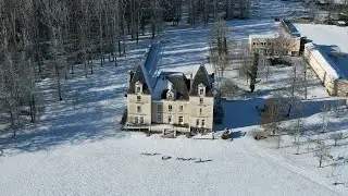 Drone : Château de Noirbreuil sous la Neige