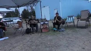 Trevor Mack playing the pipe at Victor Mack funeral at Anaham