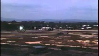 United States Air Force C-123 Providers take off and land at Kontum airfield in K...HD Stock Footage