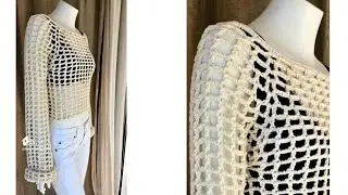 Como #tejer jersey/blusa a crochet en punto red/ Mesh sweater.