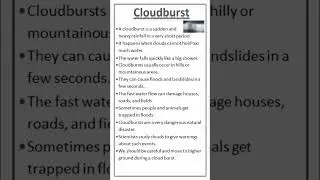 essay on Cloud Burst | About Cloudburst #cloud #cloudburst #rain #flood #naturaldisaster #shorts#yt