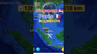 Singapore to Paris flight Route #commercialaircraft #travelmap  #flightplan #worldroutes #airroute
