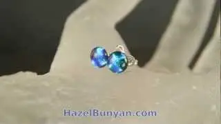 Star Cross Stud Earrings- Blue Green