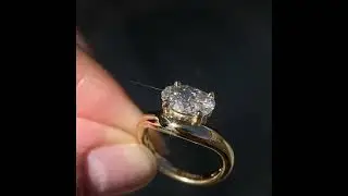 14k Yellow Gold Modern Curved Diamond Offset Engagement Ring Semi Mount