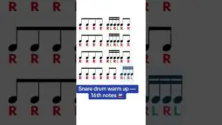 Snare drum warm up: 16th notes (right hand lead) #drumwarmup #drumexercise #drumtechnique
