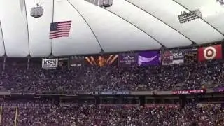 Minnesota Vikings scoring fight song / chant at Metro Dome game.  Skol Vikings, Let's win this game.