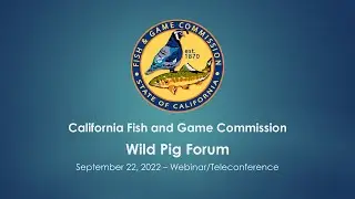 Wild Pig Forum - September 22, 2022 - Webinar/Teleconference