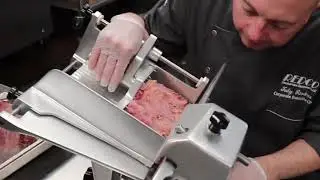 Univex 6612M Slicing Corn Beef with the NEW Low Friction Blade