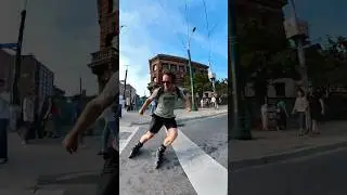 Stranger Surprised By Street Skater&rsquo;s Stop! #rollerblading #inlineskating #patinar #powerstop #skate