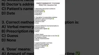 DMER Pharmacist TCS exam Practice Set #dmer_pharmacist #dmer