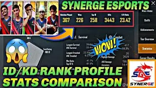 SynerGE Esports | Ted, Seervi, Shryder, Austin Bot X, | ID/KD RANK PROFILE | Pubg Mobile | Part 7