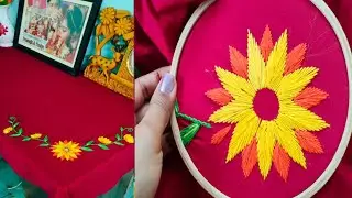 EMBROIDERY ON TABLE CLOTH || SUNFLOWER EMBROIDERY STITCHES BY HAND || ART HOUSE