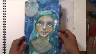 Painting a face! Art Journal Flip and tutorial from my Traveling Journal