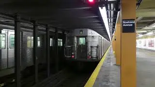 IND Fulton St Line: R32 A Trains at Nostrand Ave-Fulton St (Late Evening)