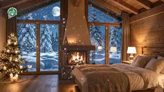 Anxiety Relief Sleep Music 🌙 🔥 Fireplace Sounds ❄️ Cozy Cabin Night