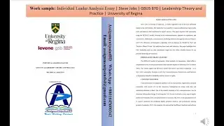 Individual Leader Analysis Essay | Steve Jobs | GBUS 870 | University of Regina