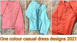 2022 Trendy Casual Plain Dress Designs/One Colour Casual Kurti/Kurta/Neck,Sleeves,Daman